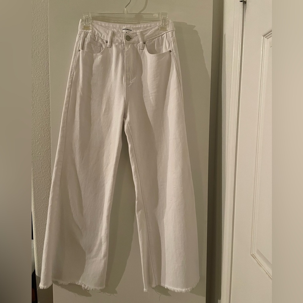 Superdown- White Cotton High Rise Wide Leg Jeans pants NWOT